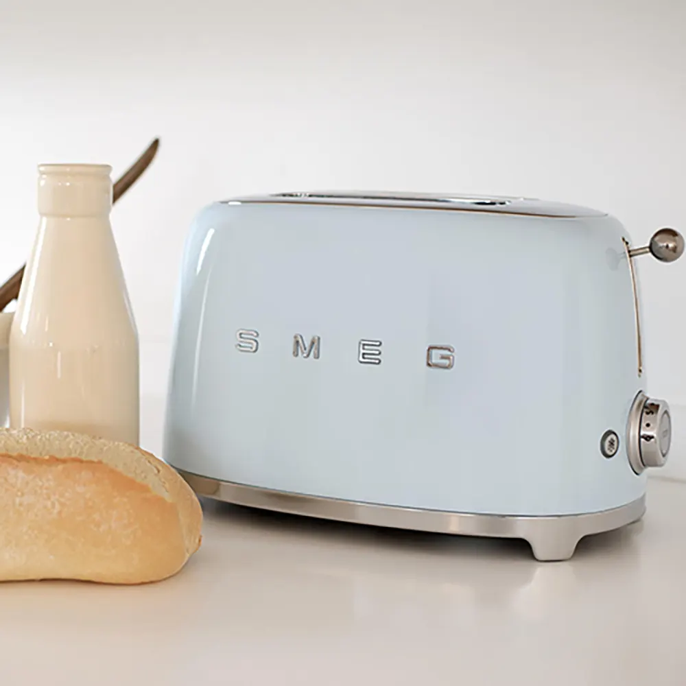 محمصة خبز سميج 2 شريحة تصميم عصري من طراز ريترو، كريمي