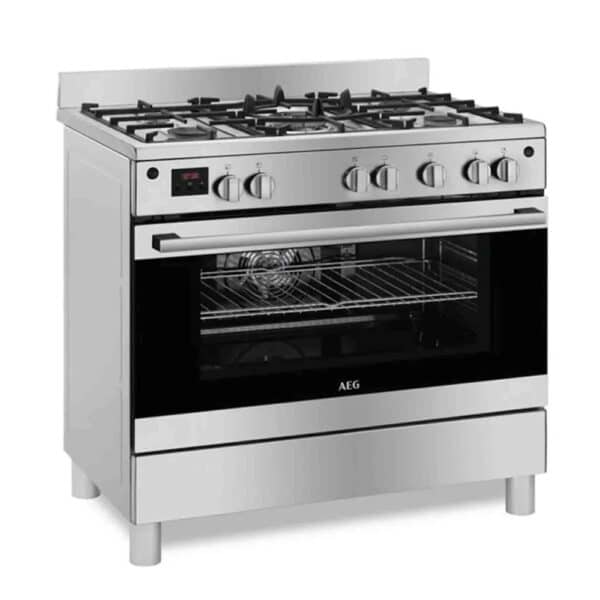AEG 90cm Freestanding Cooker - 5 Gas Burners and Electric oven 116L, Stainless Steel - Image 2